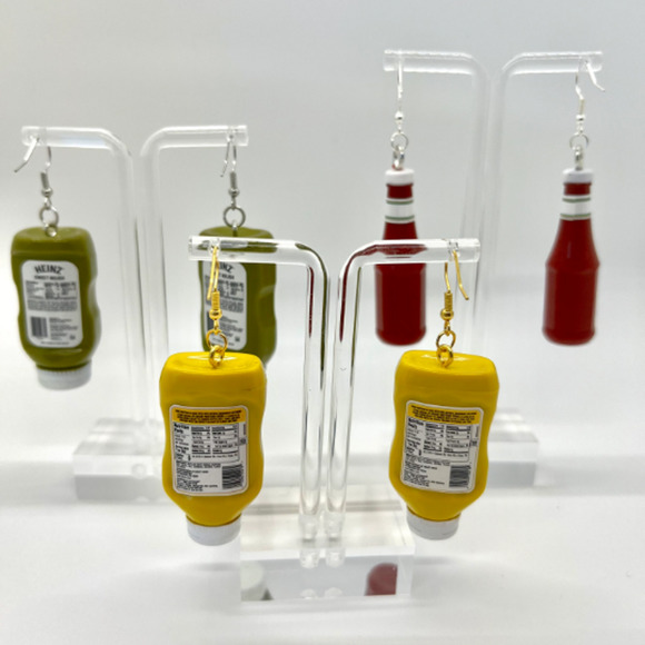 Ketchup, Pickles, Mustard Condiment Earrings - BFF Mini Brands Earrings - Picture 2 of 8
